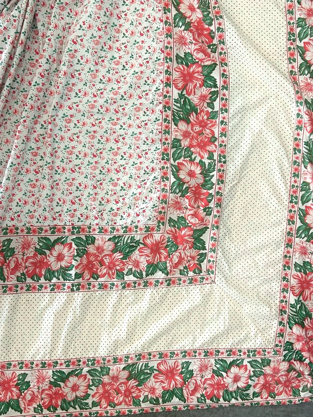 APRIL CORNELL “july” vintage queen duvet cover cotton hibiscus polka dot floral